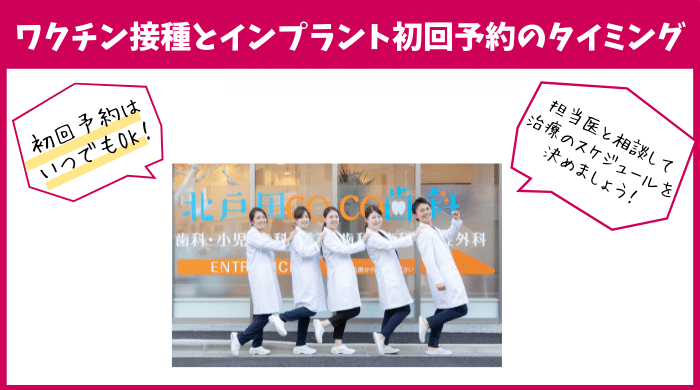 インプラント治療の初回予約とワクチン接種について