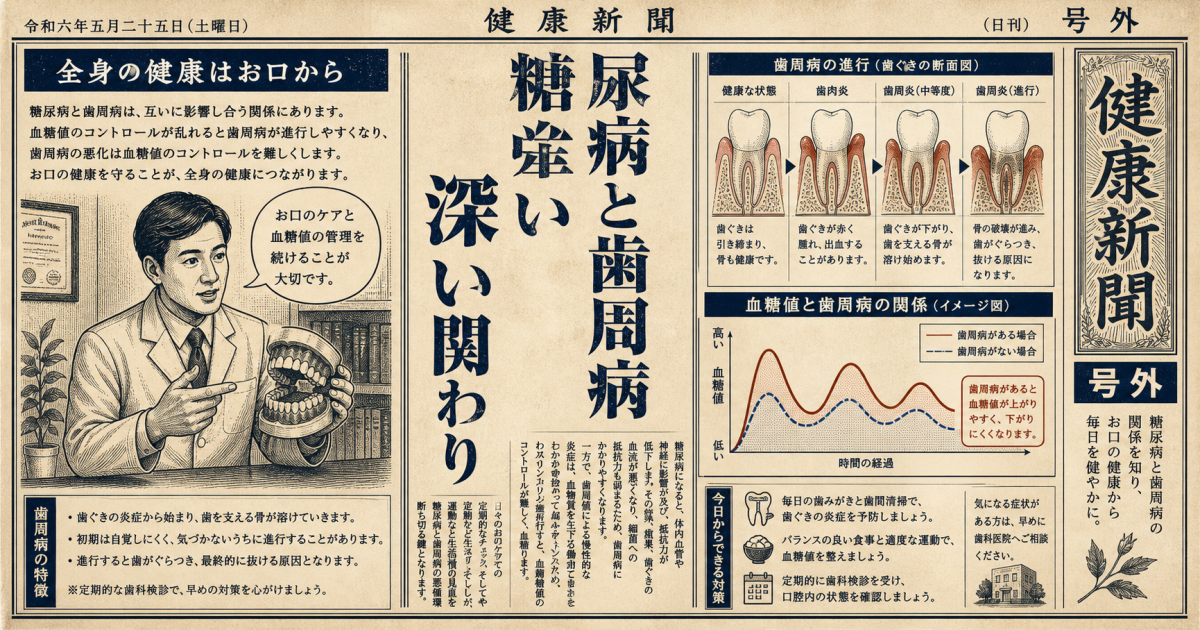 糖尿病と言われたら歯科検診へ！相互影響と受診時の3つの注意点