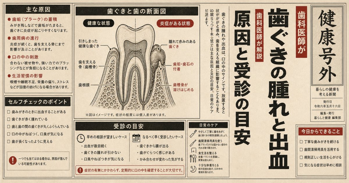 歯茎の腫れと出血の原因は？放置するリスクと受診の目安を解説